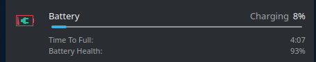Reported charging time of 4 hours