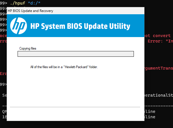 HP System BIOS Update utility suddenly working